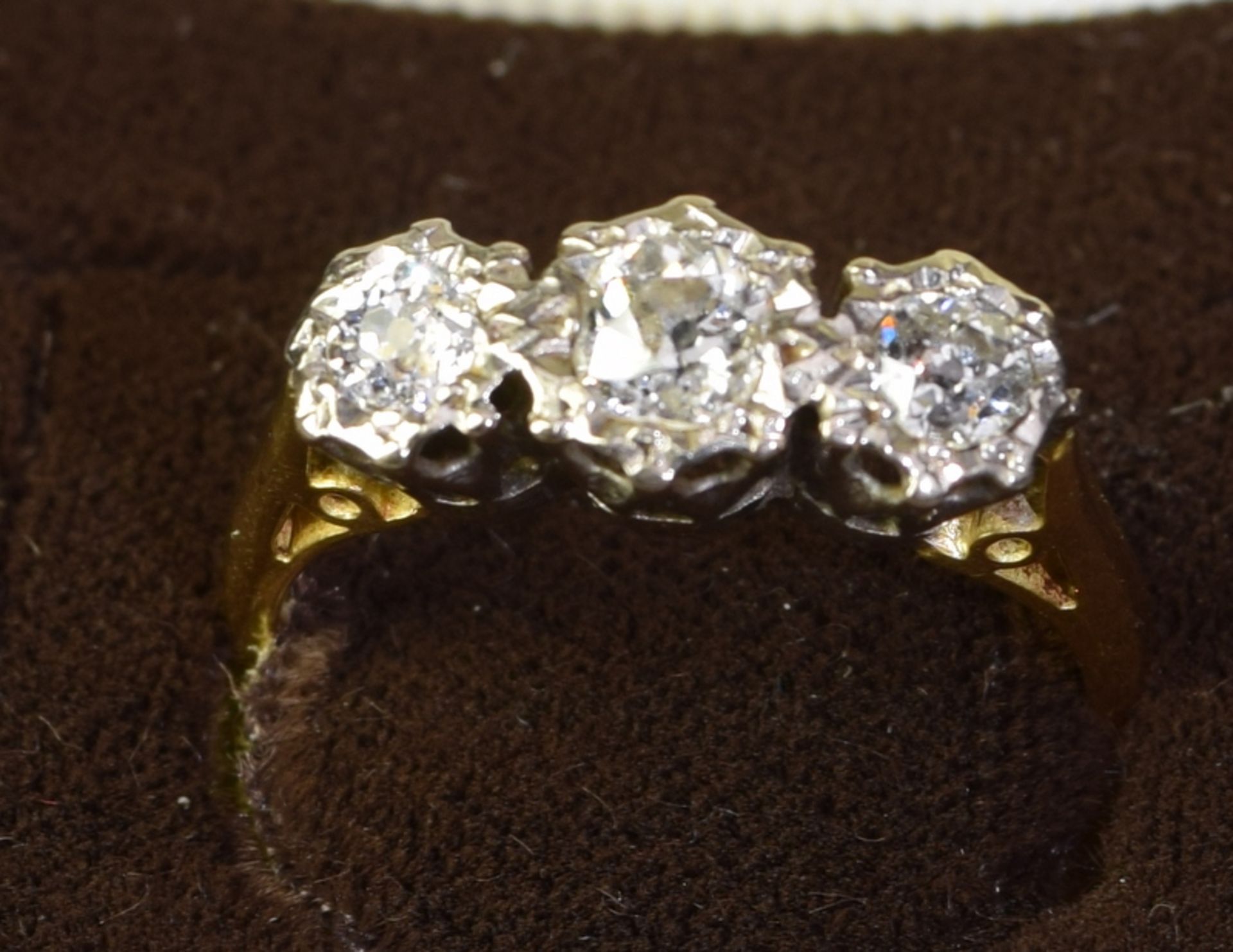 3 Diamond Trilogy Ring on 18ct gold band