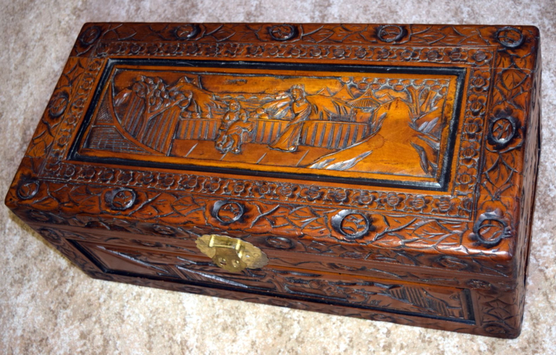 Oriental Wooden Carved Chest