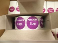 NO RESERVE : 27x Boxes of Egg Allergen Alert labels, 25mm round average contents 1000
