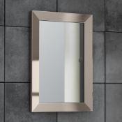 (A107) 300x450mm Clover Metallic Nickel Framed Mirror. RRP £99.99. Made from recycled plastic,