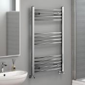 (T156) 1000x600mm - 20mm Tubes - Chrome Curved Rail Ladder Towel Radiator. Our Nancy 1000x600mm