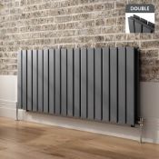(T76) 600x1380mm Anthracite Double Flat Panel Horizontal Radiator RRP £624.99 Designer Touch Ultra-