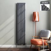 (T11) 1800x360mm Anthracite Double Oval Tube Vertical Radiator Designer Touch This stylised addition