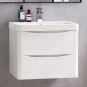 (T6) 600mm Austin II Gloss White Built In Basin Drawer Unit - Wall Hung. RRP £599.99. COMES COMPLETE