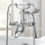 (T116) Regal Chrome Traditional Bath Mixer Lever Tap with Hand Held Shower. Vintage Essence Create a
