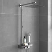 (T88) Square Thermostatic Exposed Shower Shelf, Kit & Large Head. Designer Style Our minimalist