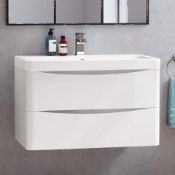 (T3) 800mm Austin II Gloss White Built In Basin Drawer Unit - Wall Hung. RRP £599.99. COMES COMPLETE