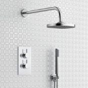 (N249) : Round Concealed Thermostatic Shower, Medium Shower Head & Handheld. RRP £349.99. Simplistic