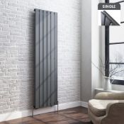 (T125) 1600x452mm Anthracite Single Flat Panel Vertical Radiator. Designer Touch Ultra-modern in