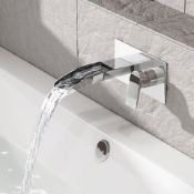 (T44) Denver Waterfall Wall Mounted Bath Filler. This wall mounted basin taps adds a touch of luxury