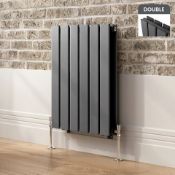 (T196) 600x456mm Anthracite Double Flat Panel Horizontal Radiator RRP £249.99 Designer Touch Ultra-
