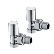 (T45) 15mm Standard Connection Angled Radiator Valves - Heavy Duty Polished Chrome Plated Brass Made