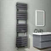 (T20) 1600x450mm Anthracite Flat Panel Ladder Towel Radiator RRP £424.98 Heat Efficiency Our