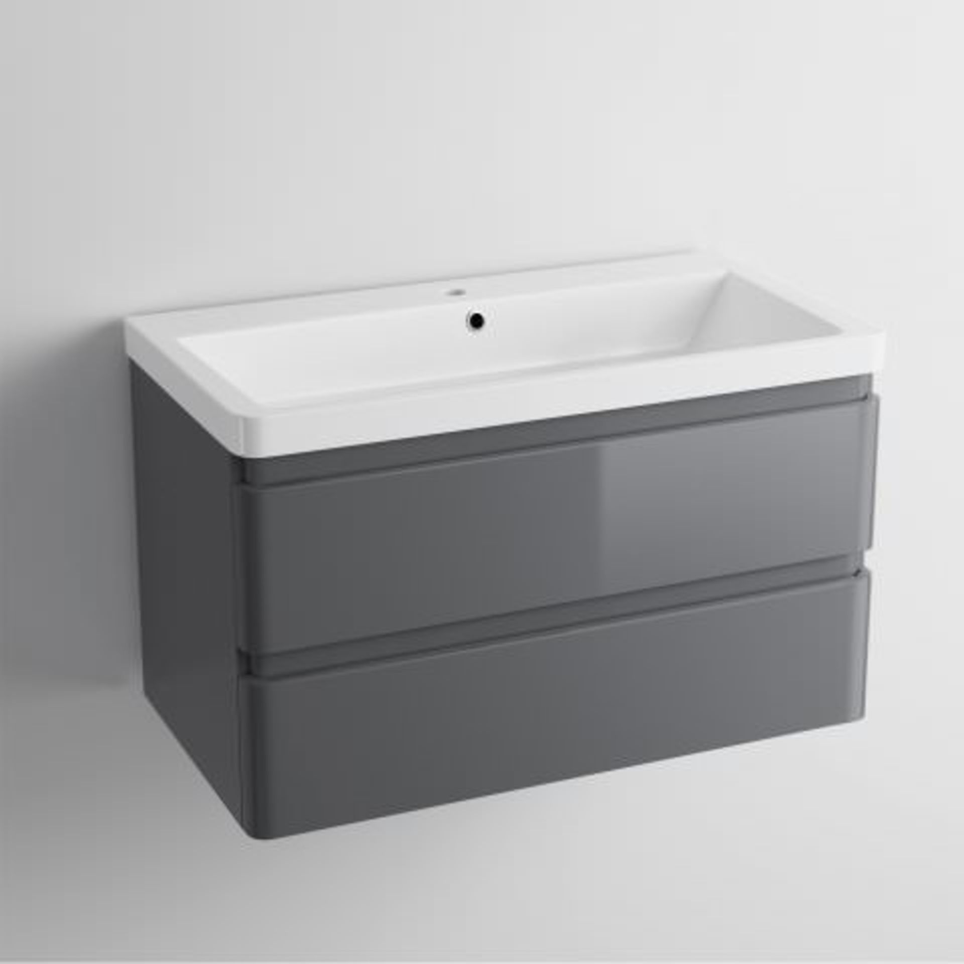 (T4) 800mm Denver II Gloss Grey Built In Basin Drawer Unit - Wall Hung. RRP £599.99. COMES - Image 3 of 3