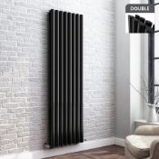 (T23) 1600x480mm Gloss Black Double Oval Tube Vertical Radiator. Want to add a contemporary,
