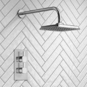 (L75) Square Concealed Thermostatic Mixer Shower & Medium Shower Head. RRP £349.99. Smart edges,
