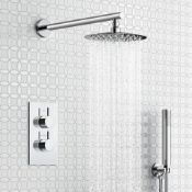 (J61) Round Concealed Thermostatic Shower Kit, Slimline Medium Shower Head The round shower head and