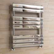 (J72) 800x600mm Chrome Flat Panel Ladder Towel Radiator RRP £255.99 Stylishly sleek panels set apart