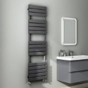 (J103) 1600x450mm Anthracite Flat Panel Ladder Towel Radiator. RRP £424.99. Heat Efficiency Our
