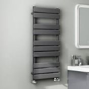(J159) 1000x450mm Anthracite Flat Panel Ladder Towel Radiator. Made with low carbon steel and