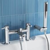 (J137) Gladstone II Bath Mixer Shower Tap with Hand Held. Chrome plated solid brass 1/4 turn solid