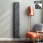 (J65) 1600x240mm Anthracite Double Oval Tube Vertical Radiator RRP £339.99 Designer Touch This