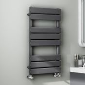 (J86) 800x450mm Anthracite Flat Panel Ladder Towel Radiator RRP £249.99 Stylishly sleek panels set