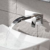 (J43) Denver Waterfall Wall Mounted Basin Mixer This wall mounted basin taps adds a touch of