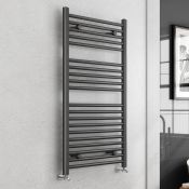 (J245) 1200x600mm - 25mm Tubes - Anthracite Heated Straight Rail Ladder Towel Radiator. RRP £249.99.