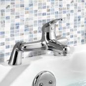 (J146) Sleek Modern Bathroom Chrome Bath Filler Lever Mixer Tap. Chrome Plated Solid Brass 1/4