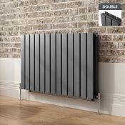 (J162) 600x980mm Anthracite Double Flat Panel Horizontal Radiator. RRP £474.99. Made with low carbon