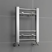 (J70) 400x300mm - 20mm Tubes - Chrome Heated Straight Rail Ladder Towel Rail. This product can