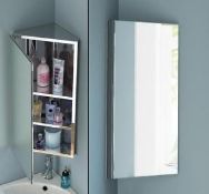 (J122) 600x300mm Liberty Stainless Steel Corner Mirror Cabinet. RRP £162.99. Made from high-grade