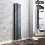 (J170) 1800x376mm Anthracite Double Flat Panel Vertical Radiator. RRP £449.99. Made with low