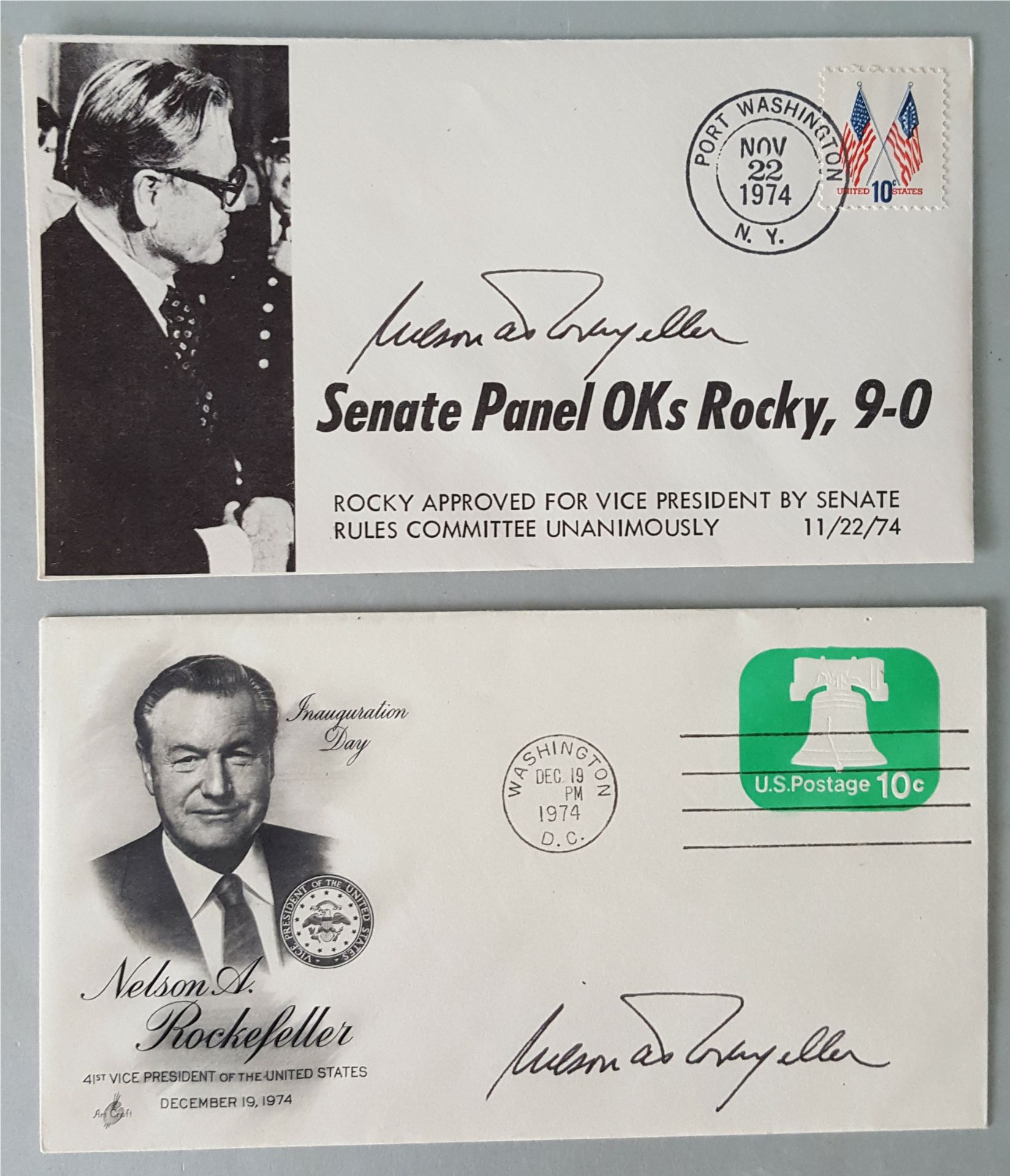Vintage 2 x First Day Covers 1974 With Signatures USA Vice President Nelson Rockerfeller