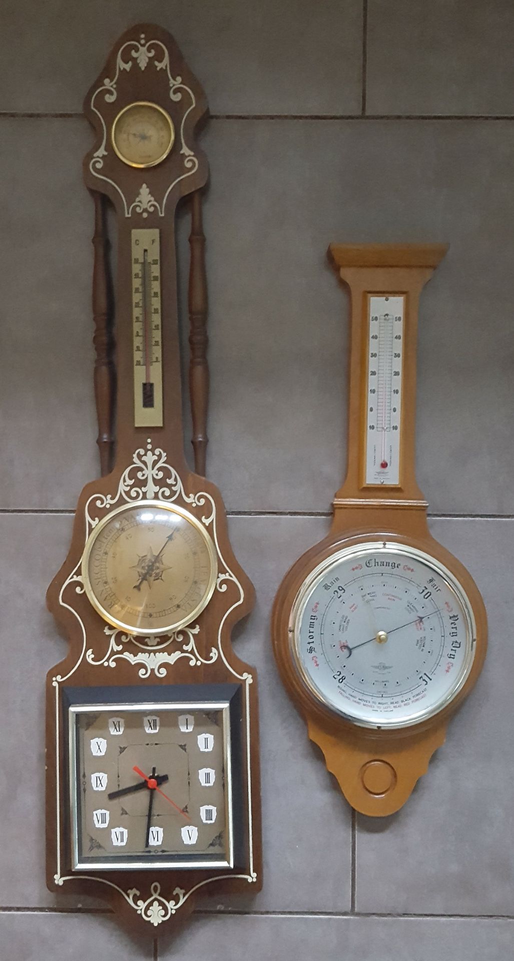 Vintage Retro 2 x Barometers Includes Shortlands Smith Compensated Barometer