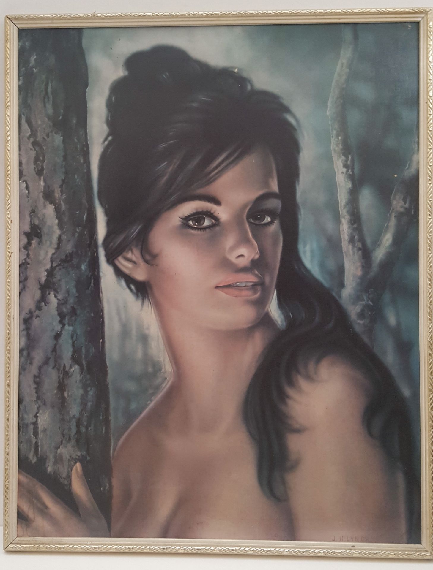 Vintage Retro Kitsch J. H. Lynch Print 'Tina' The Mysterious Girl c1960's