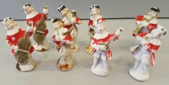 Vintage 8 Bisque Musician Figures 35mm Tall