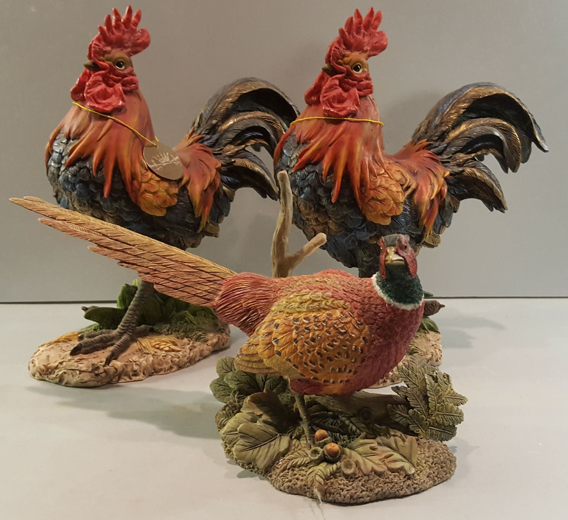 Vintage Leonardo Animal Figures Cockerels & Pheasant