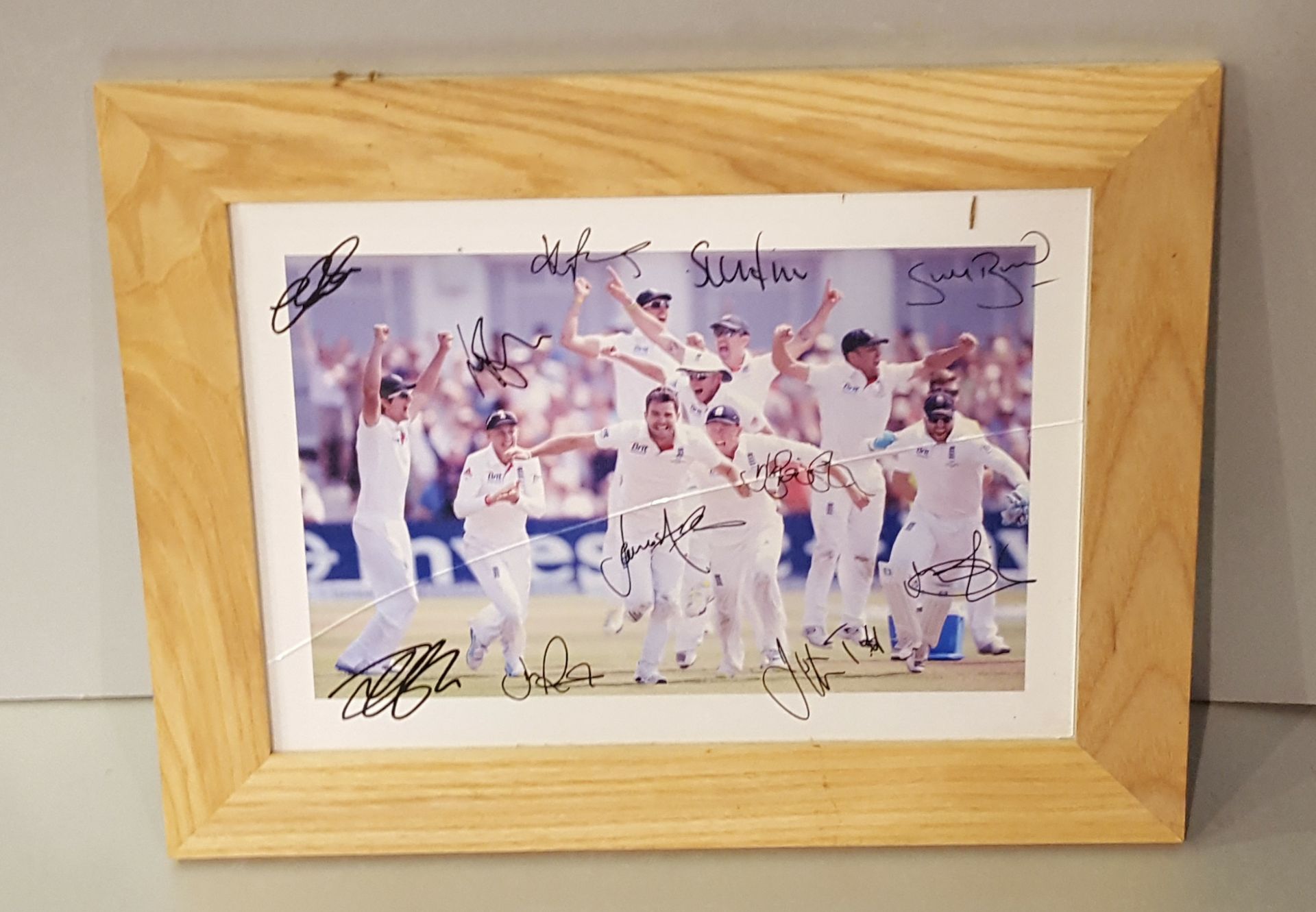 Vintage Signed Autographed England Cricket Ashes Win Photograph Trent Bridge 14th July 2013