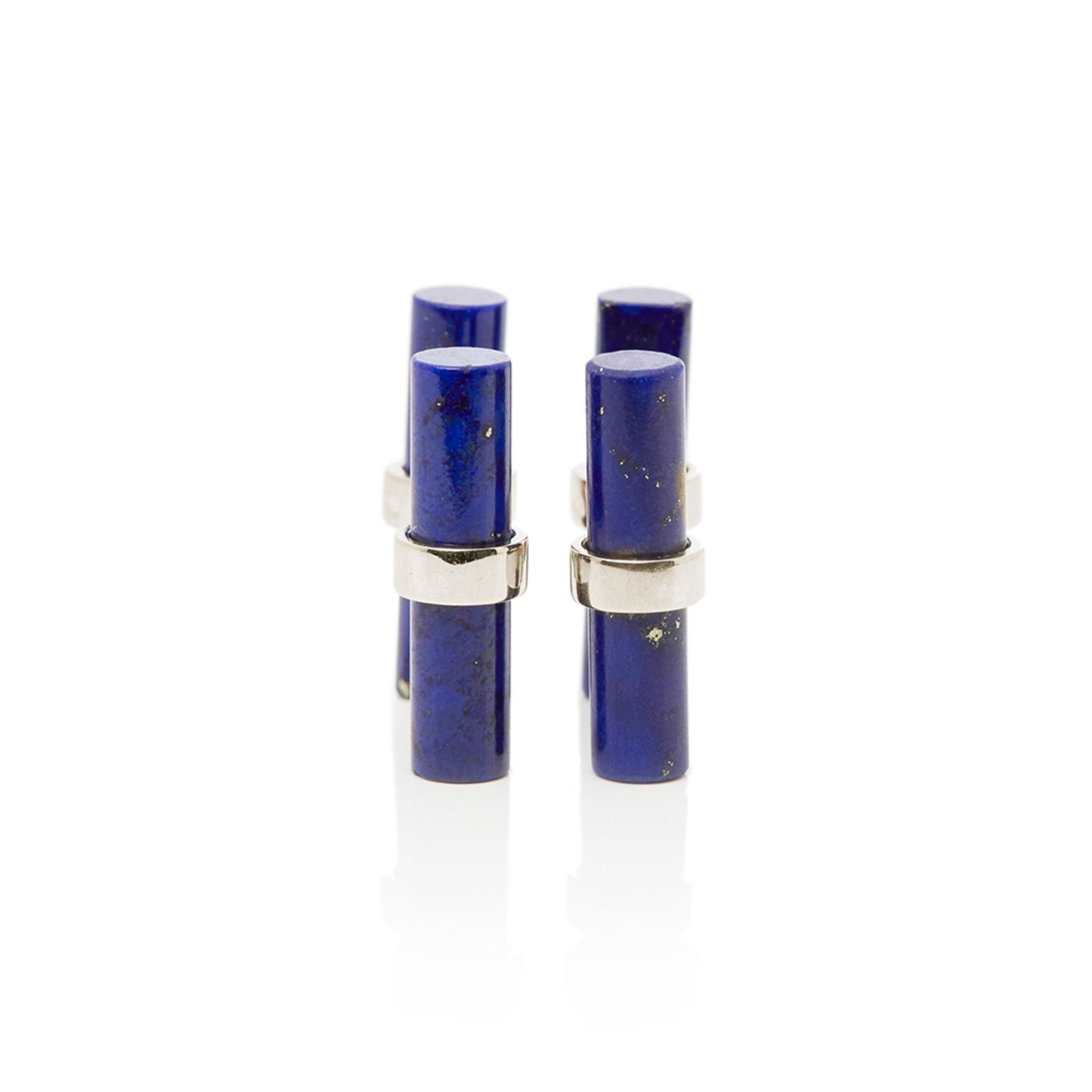 Cartier 18k White Gold Lapis Lazuli Baton Cufflinks - Bild 3 aus 9