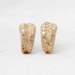 Cartier 18k Yellow Gold Double Hoop Diamond Earrings