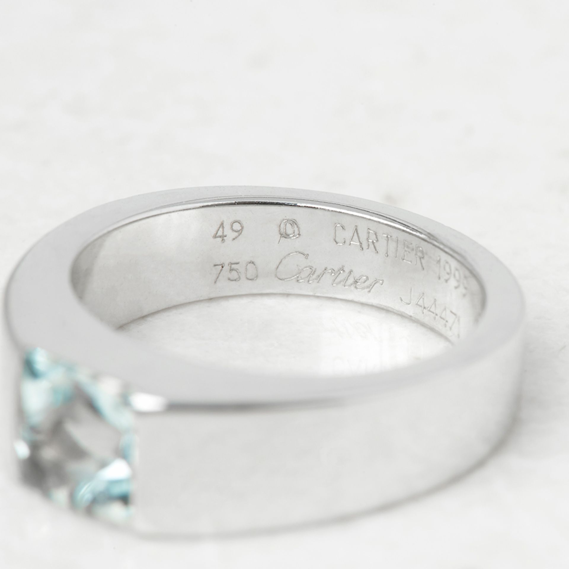 Cartier 18k White Gold Aquamarine Tank Ring - Image 7 of 8