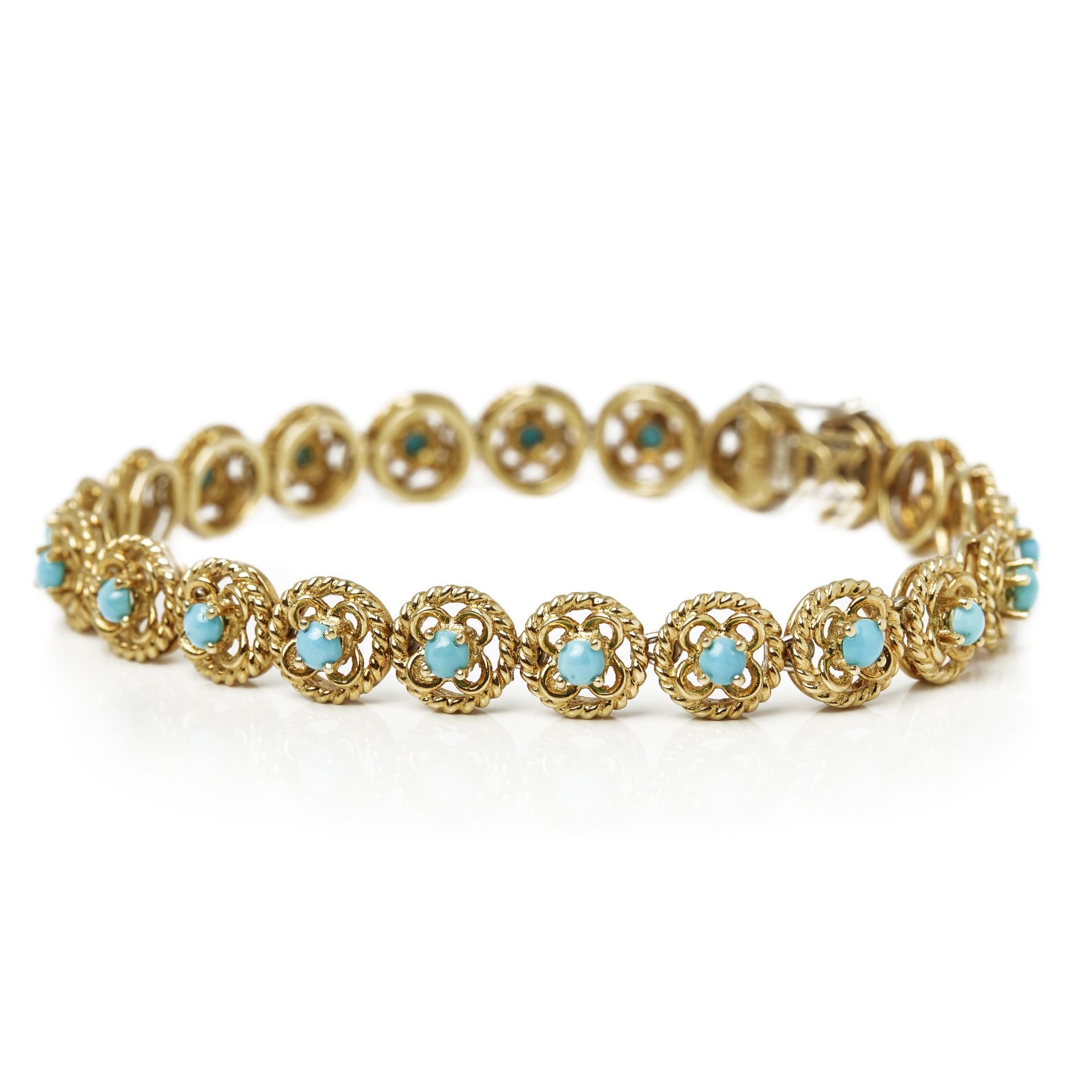 Cartier 18k Yellow Gold Turquoise Bracelet - Image 2 of 9