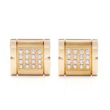 Cartier 18k Yellow Gold Diamond Tank Francaise Cufflinks