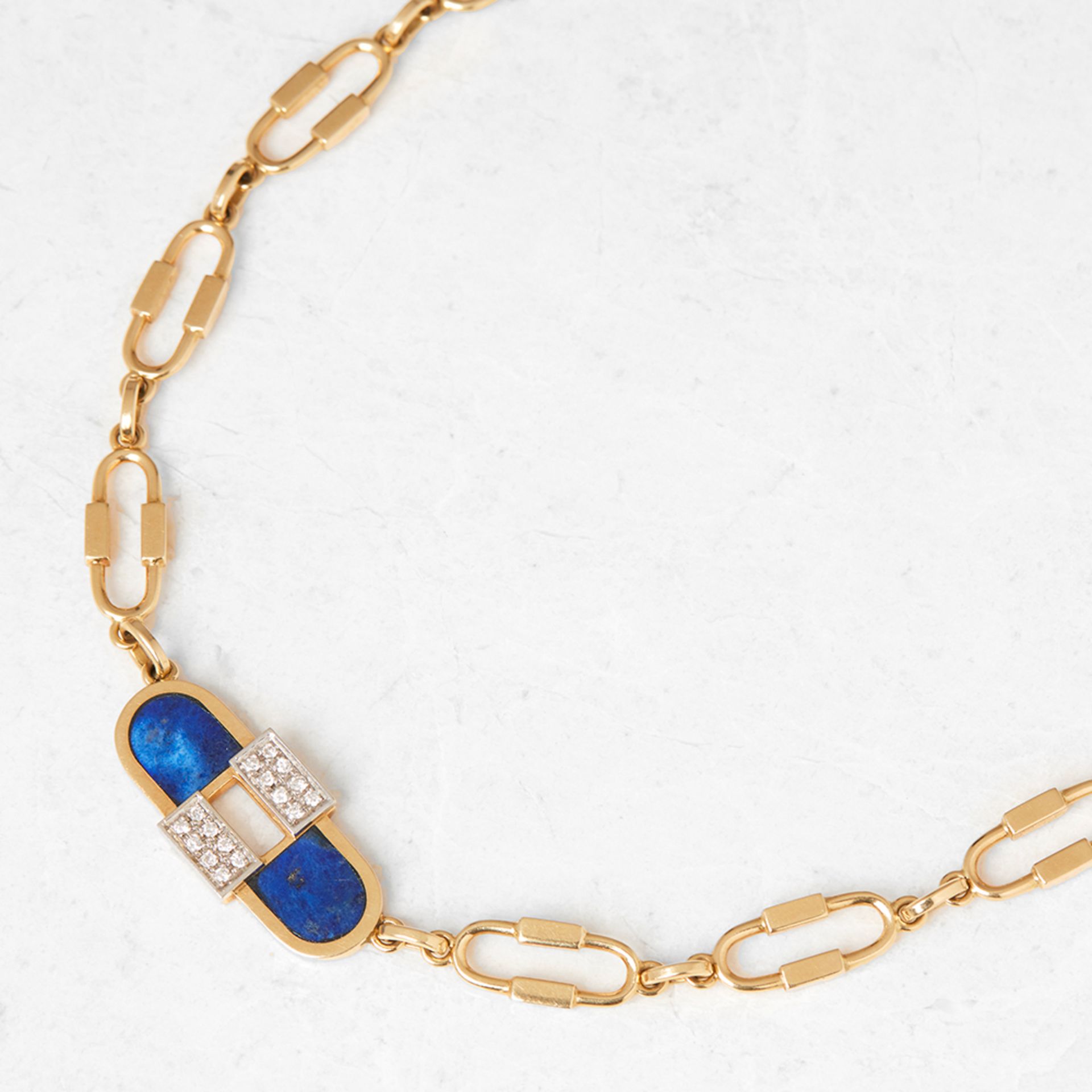 Cartier 18k Yellow Gold Lapis Lazuli & Diamond Necklace