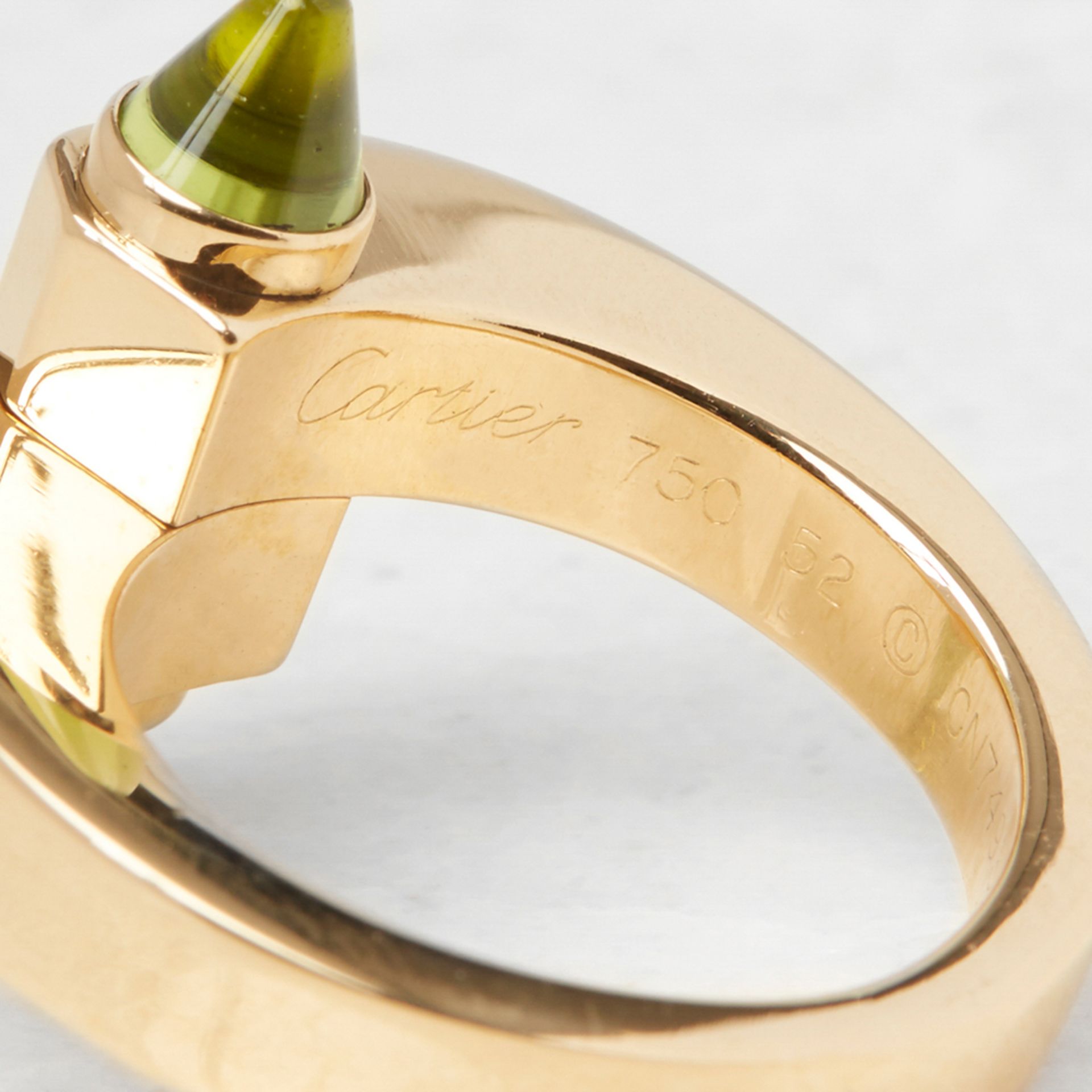 Cartier 18k Yellow Gold Peridot Menotte Ring - Image 5 of 9