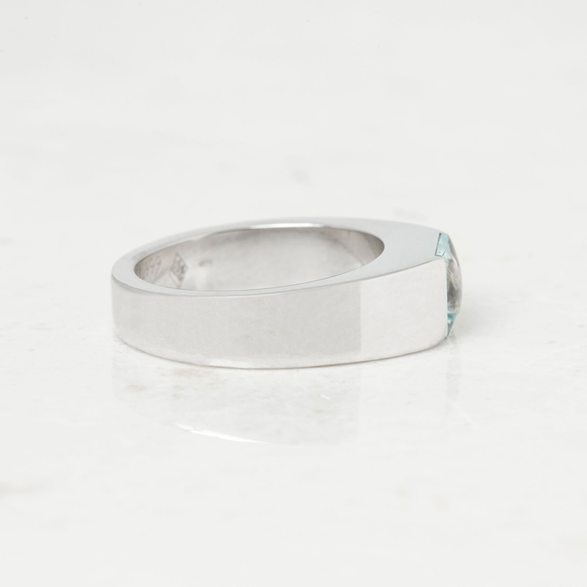 Cartier 18k White Gold Aquamarine Tank Ring - Image 4 of 8