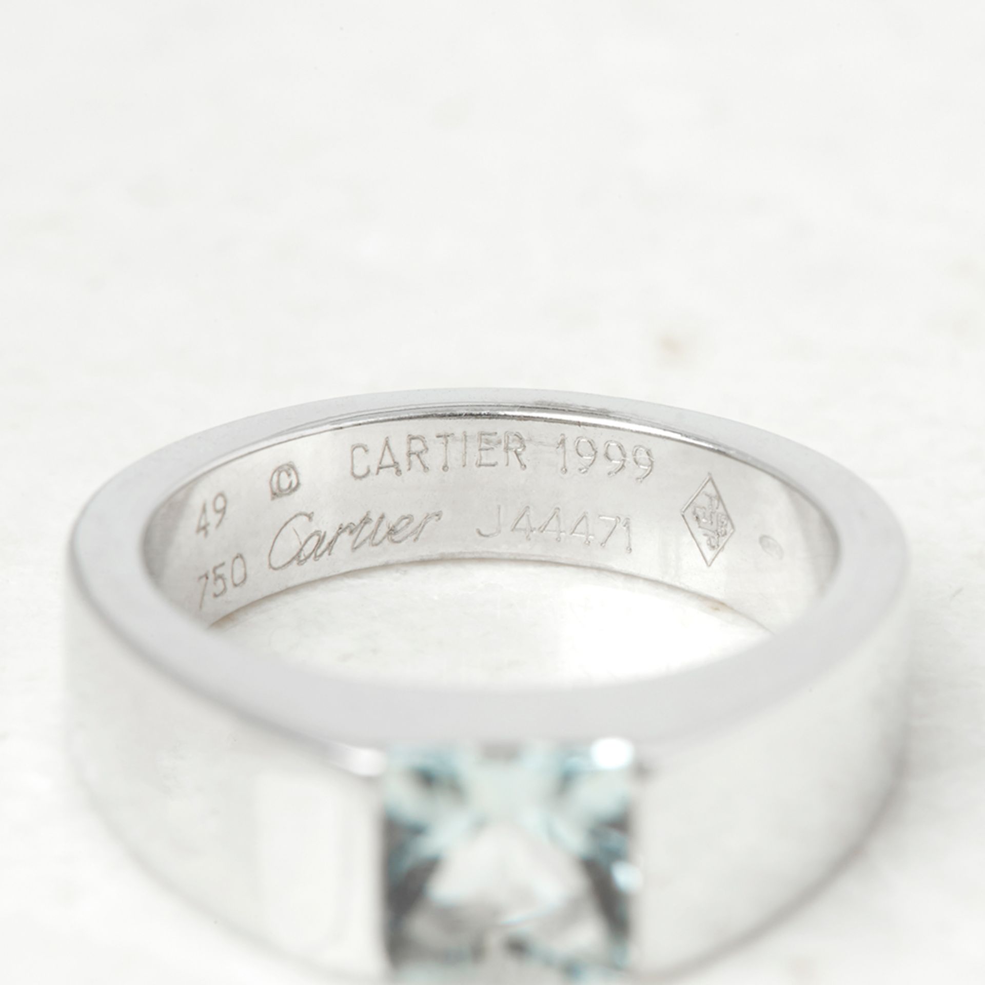 Cartier 18k White Gold Aquamarine Tank Ring - Bild 6 aus 8