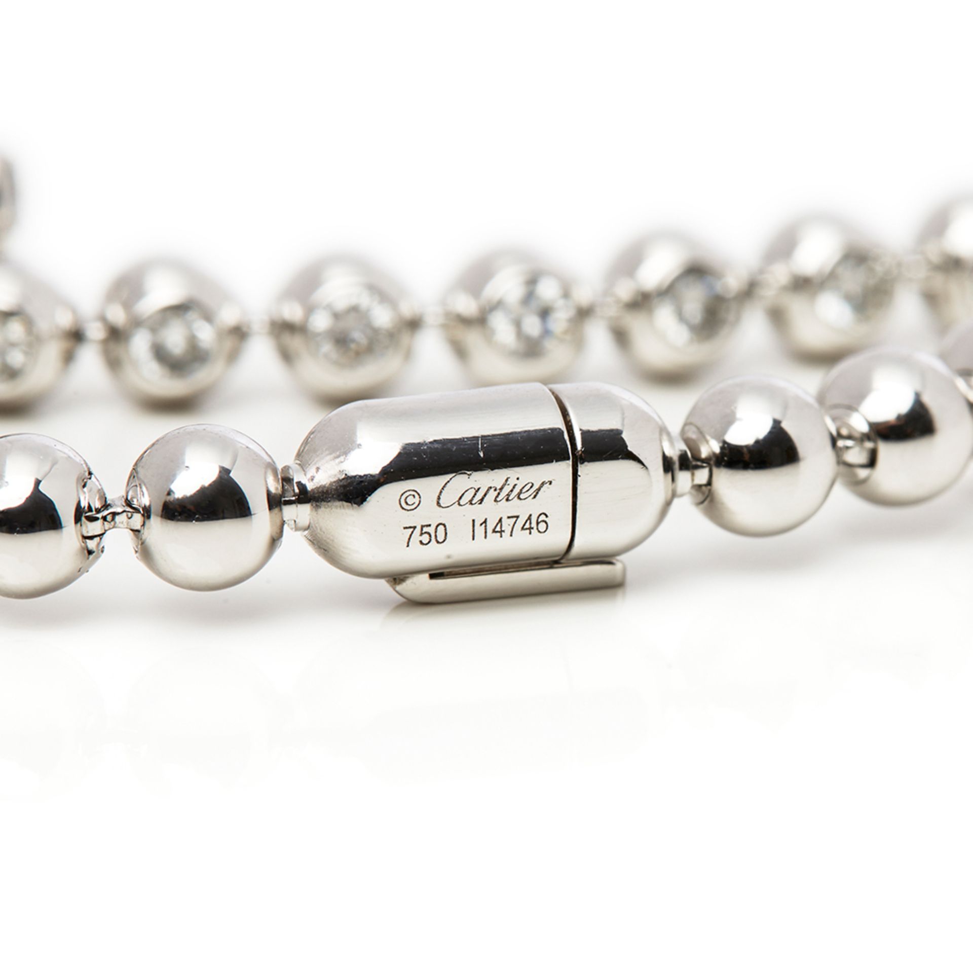 Cartier 18k White Gold Perles de Diamants Bracelet - Image 7 of 8